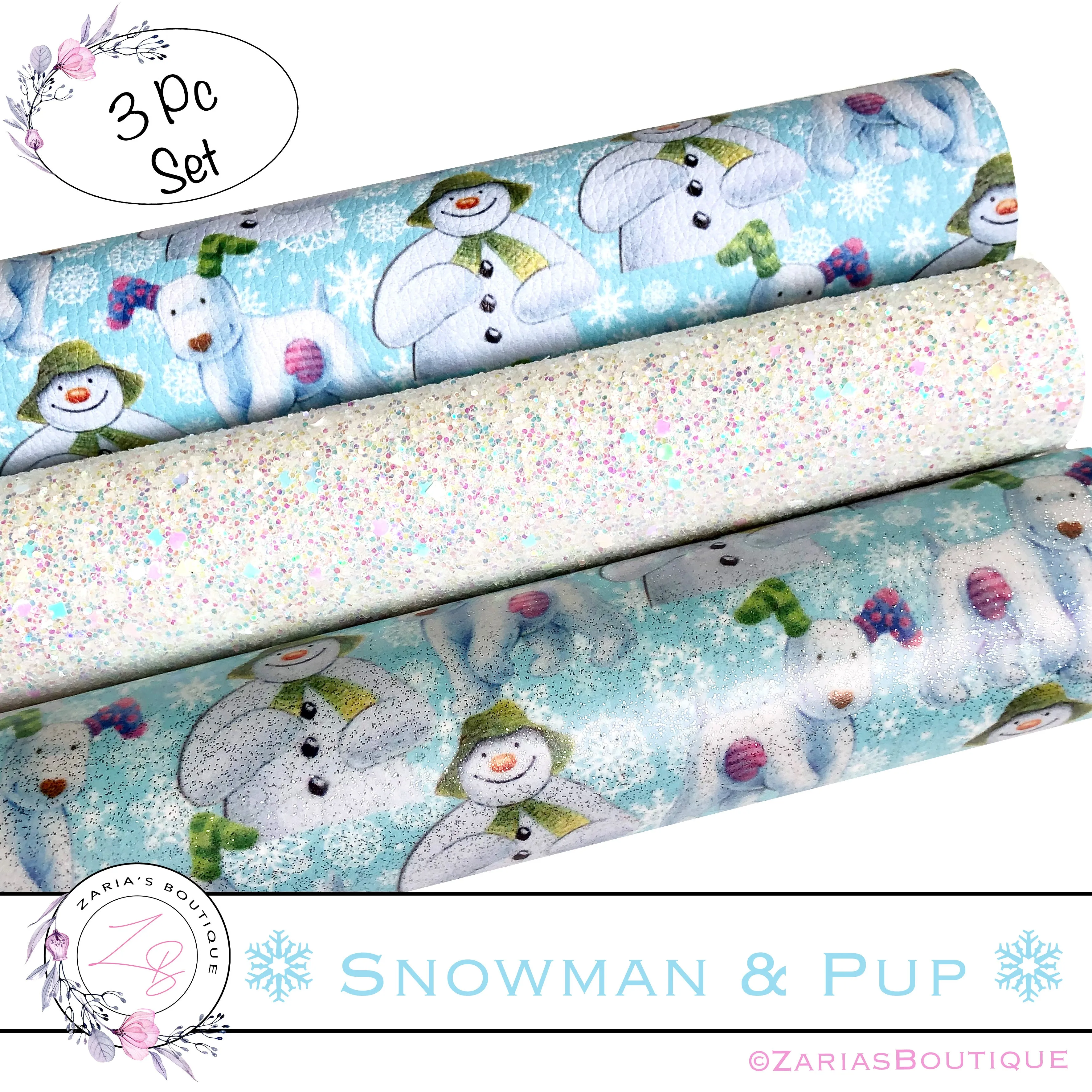 Snowman & Pup Christmas Faux Leather 3 Piece Bundle