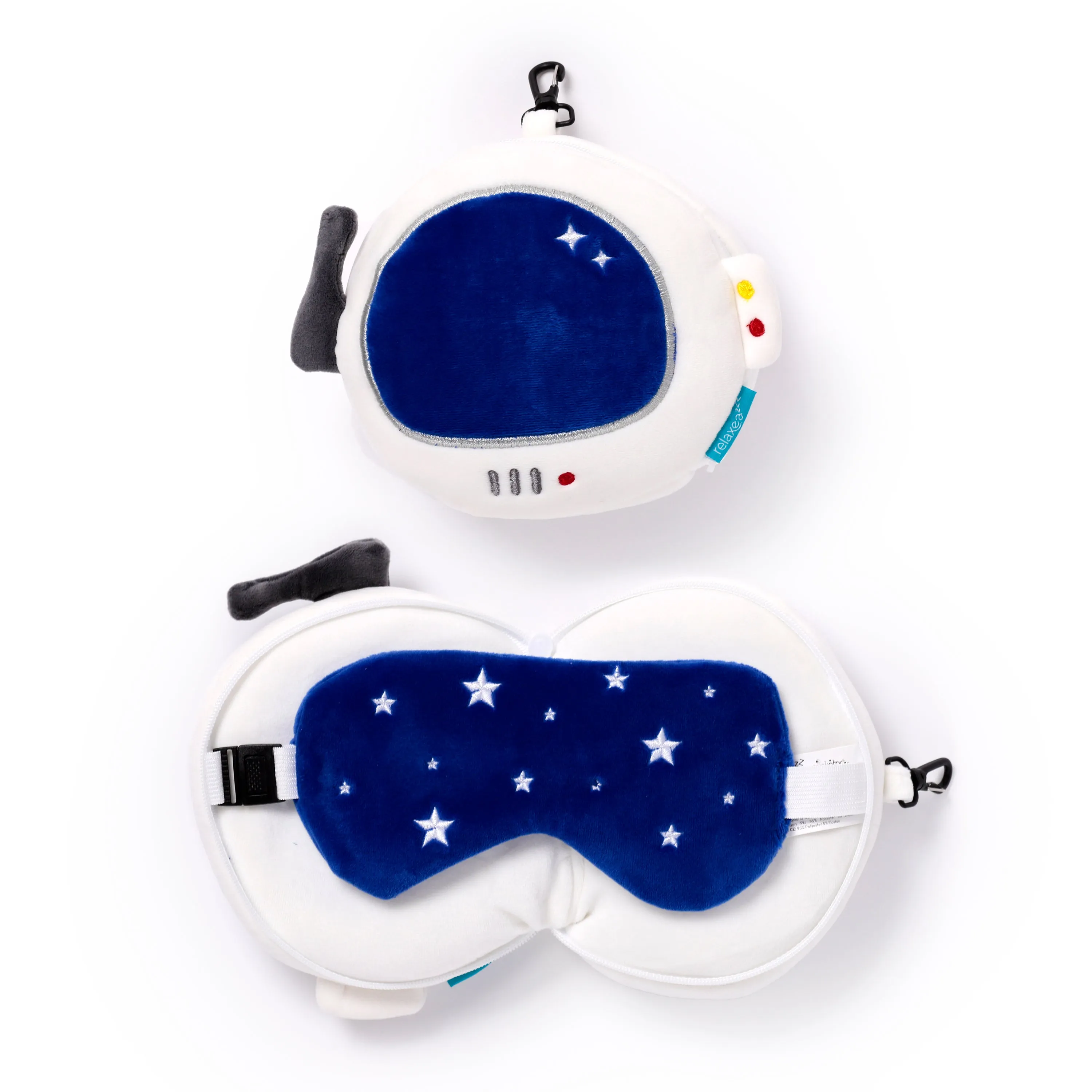 Space Cadet Relaxeazzz Plush Round Travel Pillow & Eye Mask Set