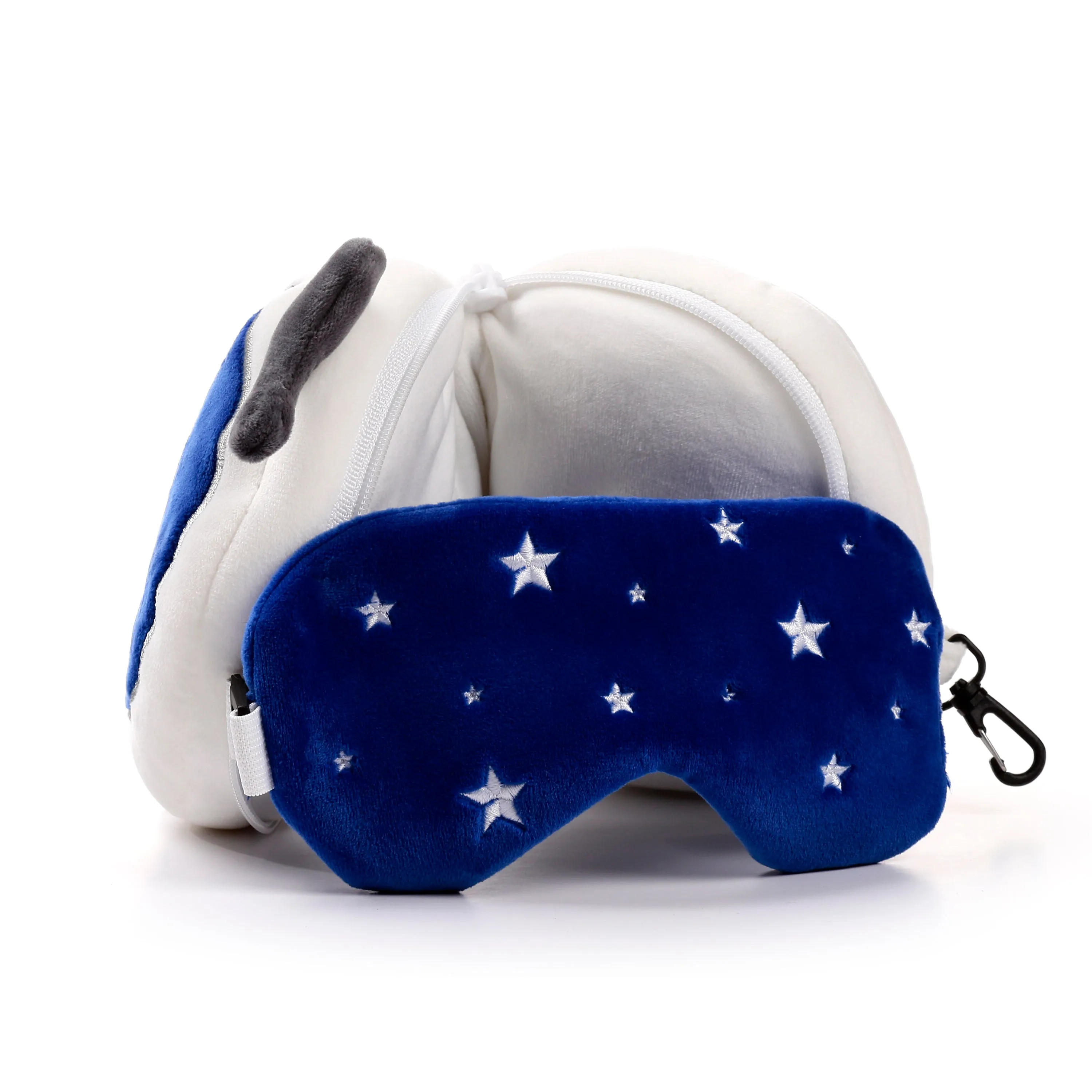 Space Cadet Relaxeazzz Plush Round Travel Pillow & Eye Mask Set