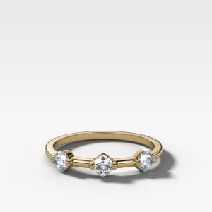 Spaced Compass Wedding Band with Three Cushion Cuts