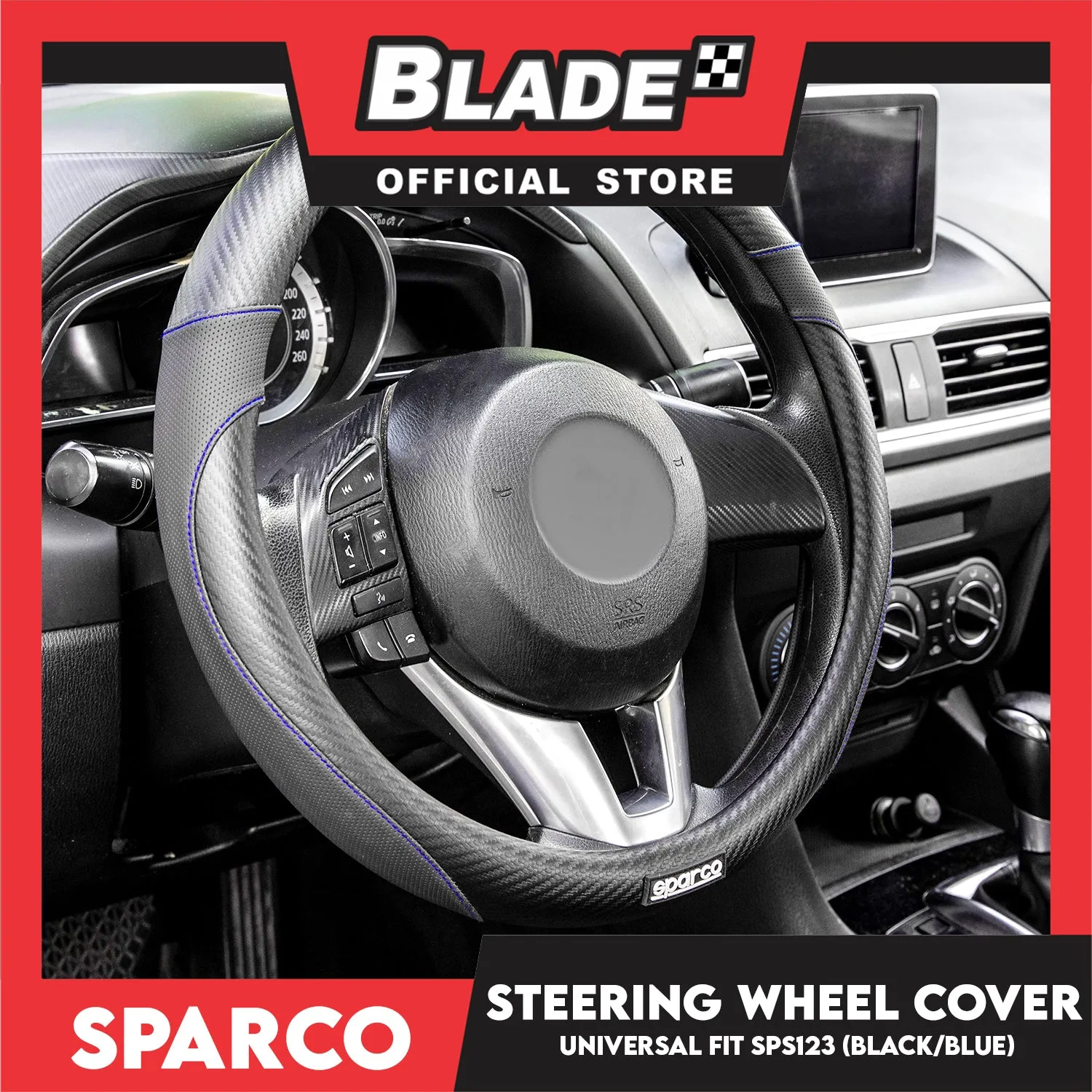Sparco Corsa Steering Wheel Cover SPS123 (Black With Blue)