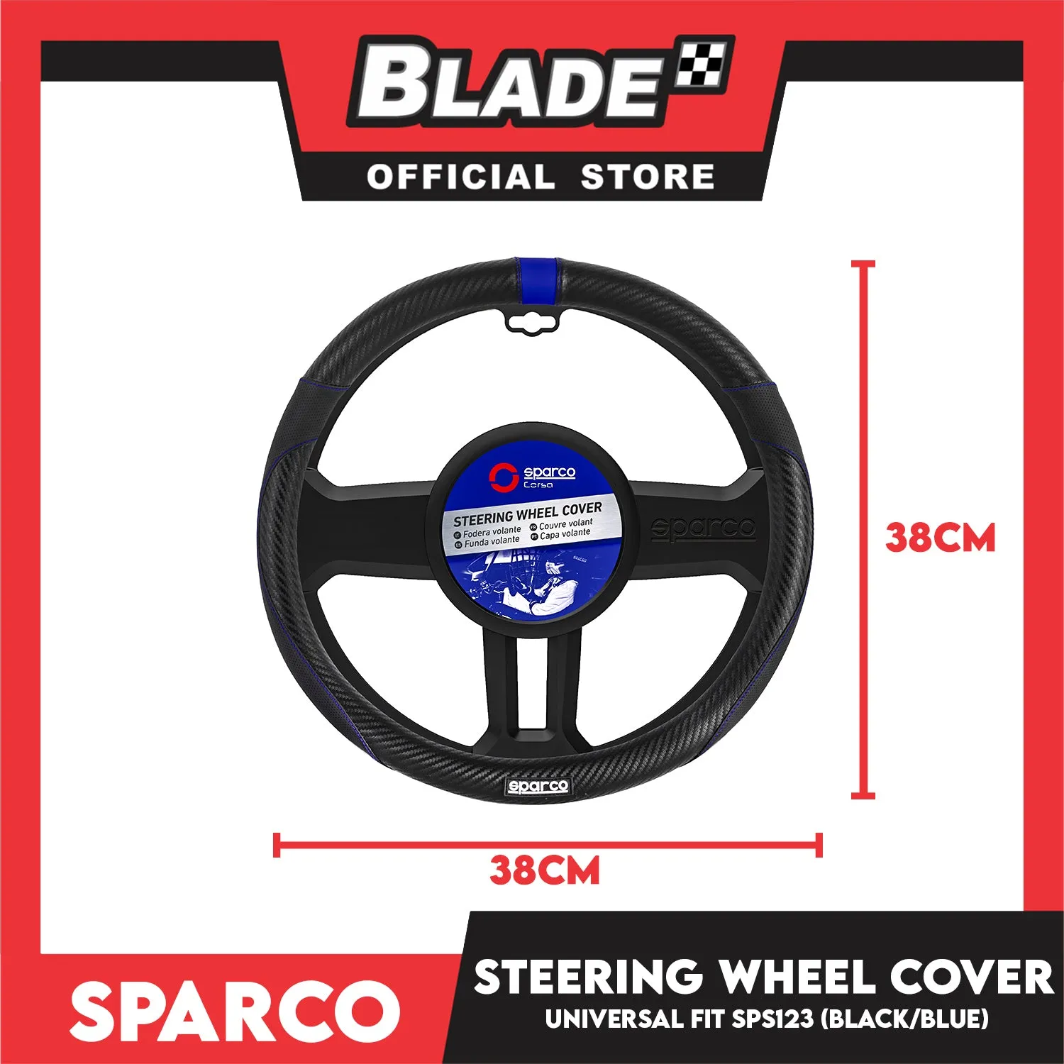 Sparco Corsa Steering Wheel Cover SPS123 (Black With Blue)