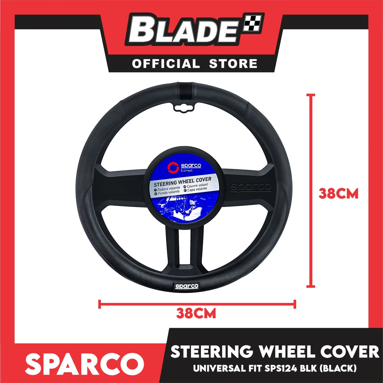 Sparco Corsa Steering Wheel Cover SPS124 (Black)
