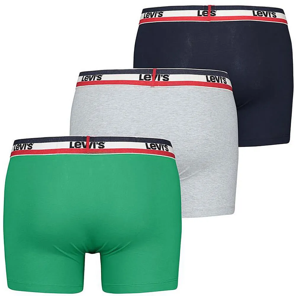 Súprava 3 kusov boxeriek Levi's® Sprtswr Logo Boxer Brief 3P zelená/šedá/tmavomodrá