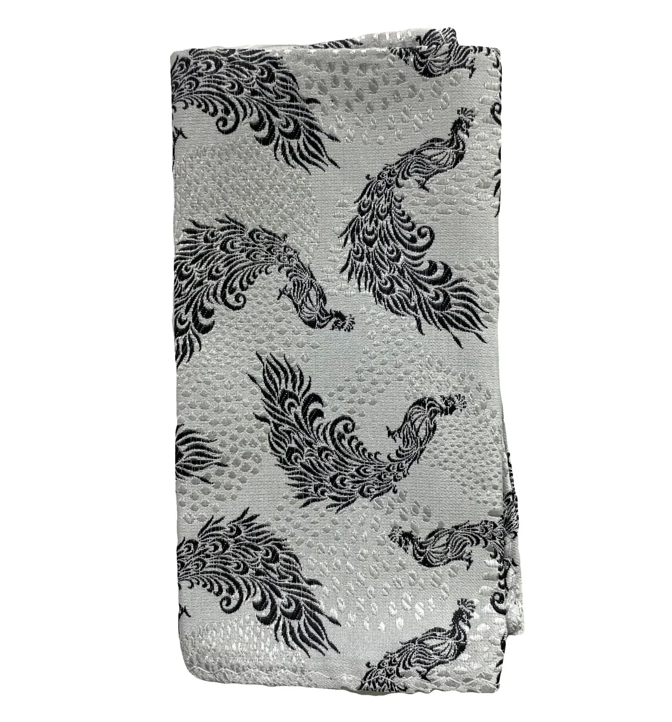 Stacy Adams Tie and Handkerchief - White and Black Peacock T26