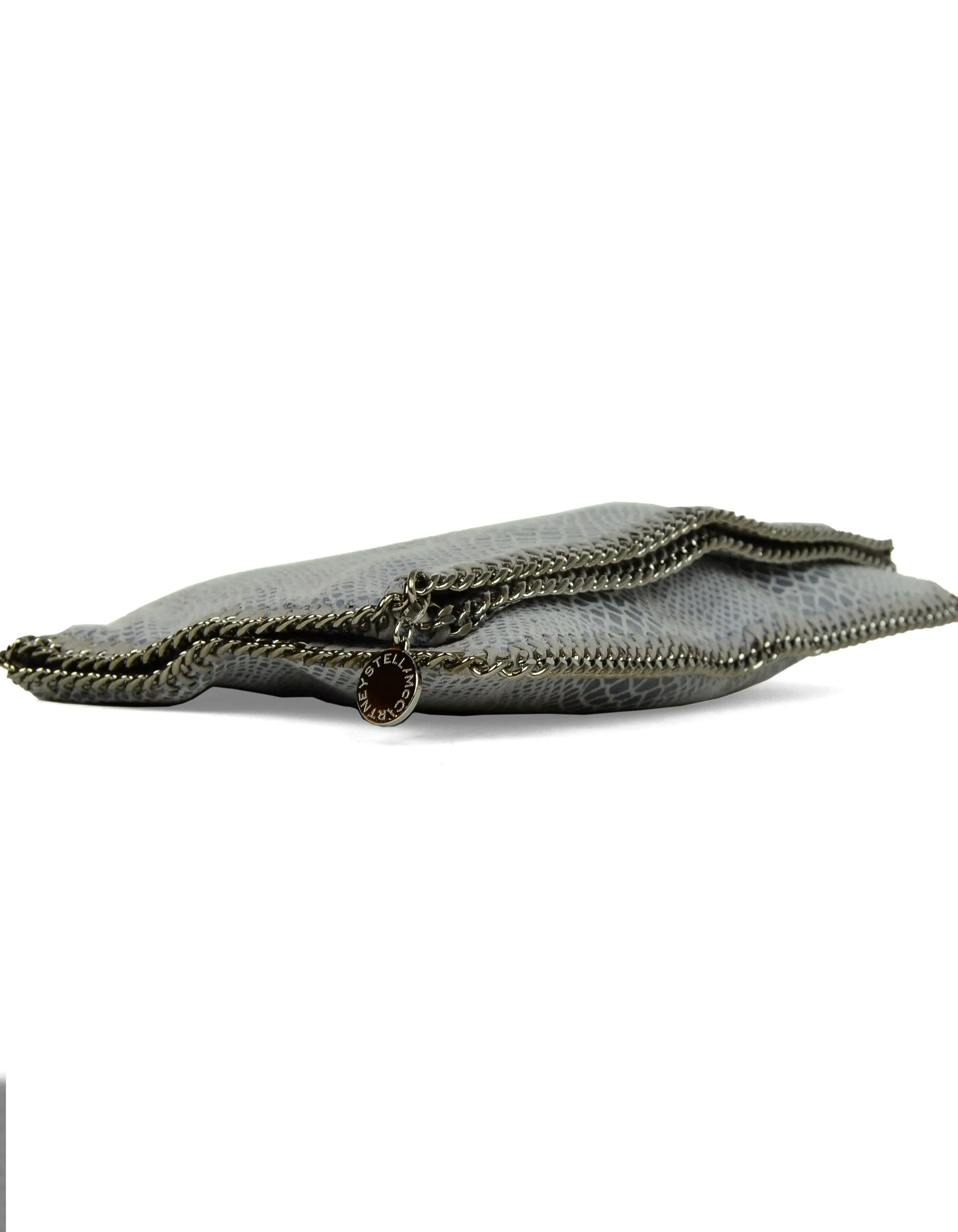 Stella McCartney Dusty Blue Snake Print Falabella Clutch Bag