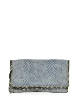 Stella McCartney Dusty Blue Snake Print Falabella Clutch Bag