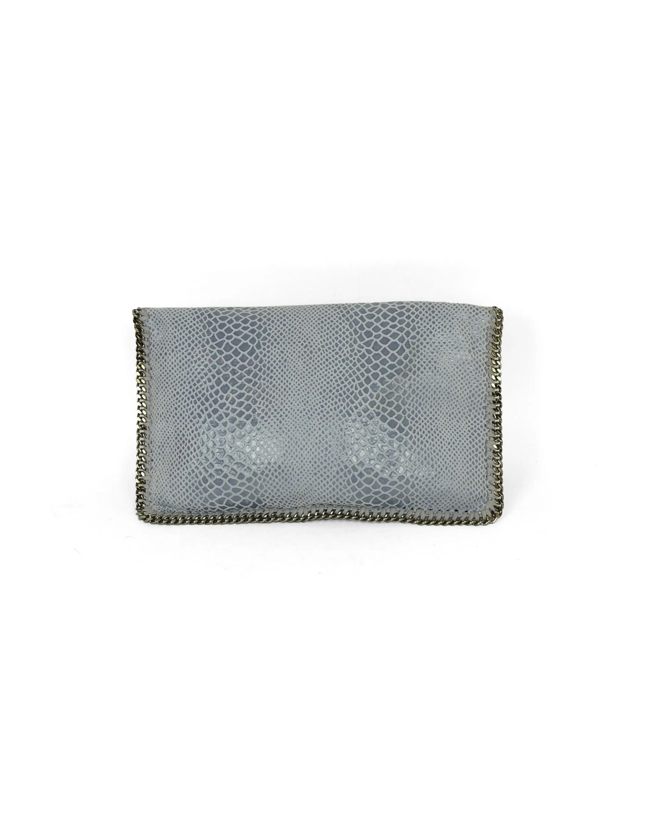 Stella McCartney Dusty Blue Snake Print Falabella Clutch Bag