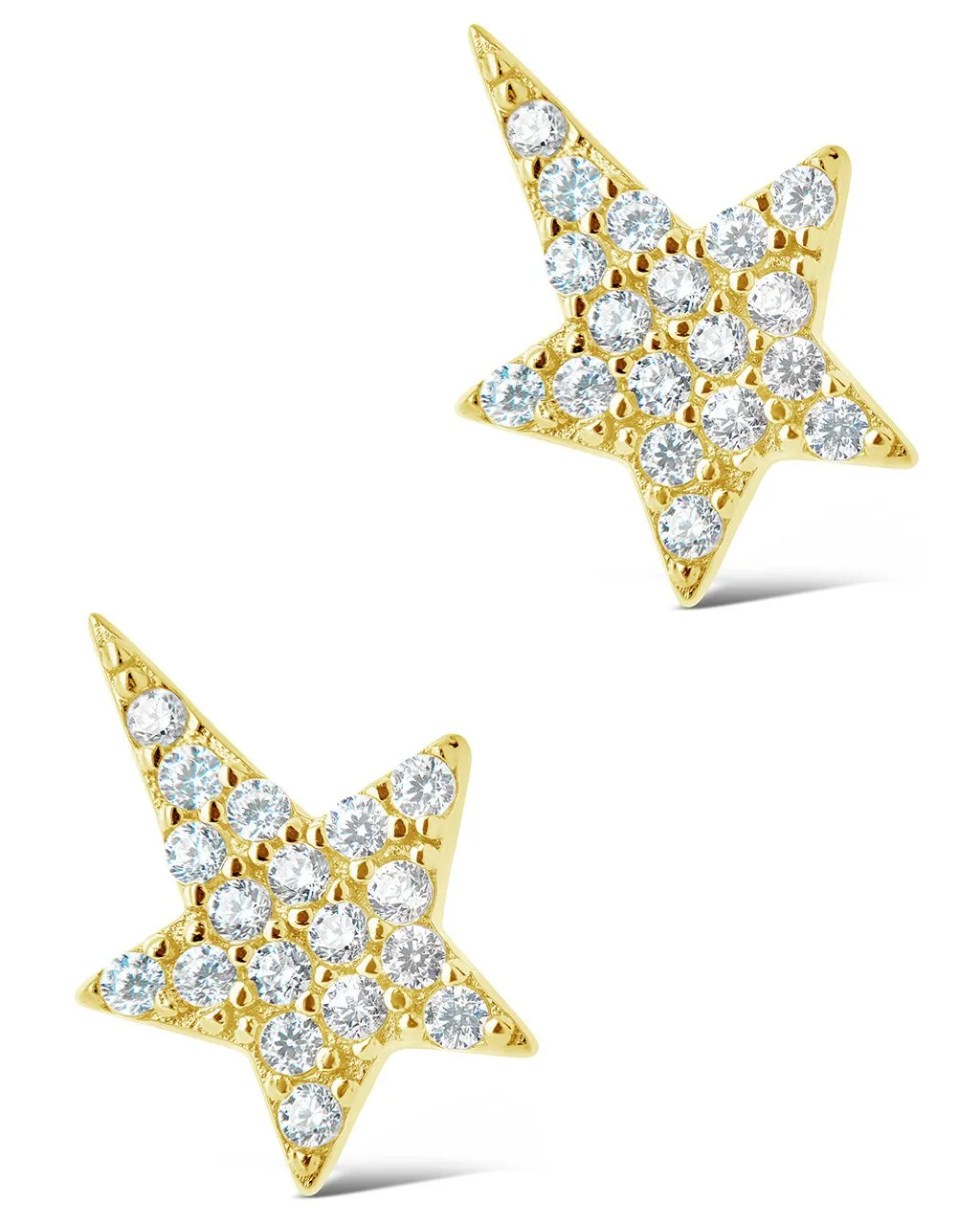 Sterling Silver CZ Star Stud Earrings