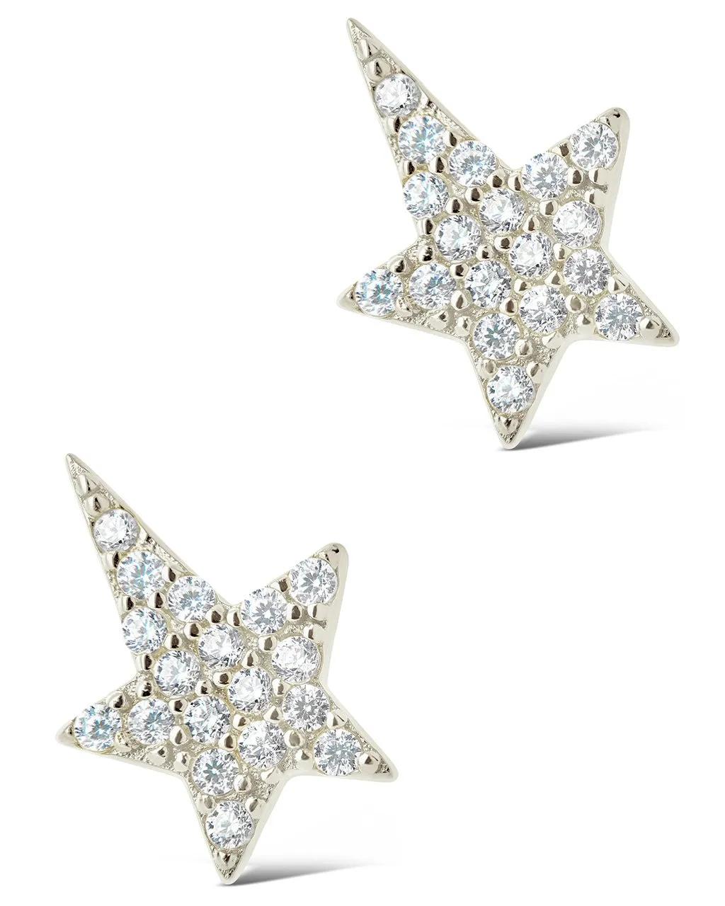 Sterling Silver CZ Star Stud Earrings