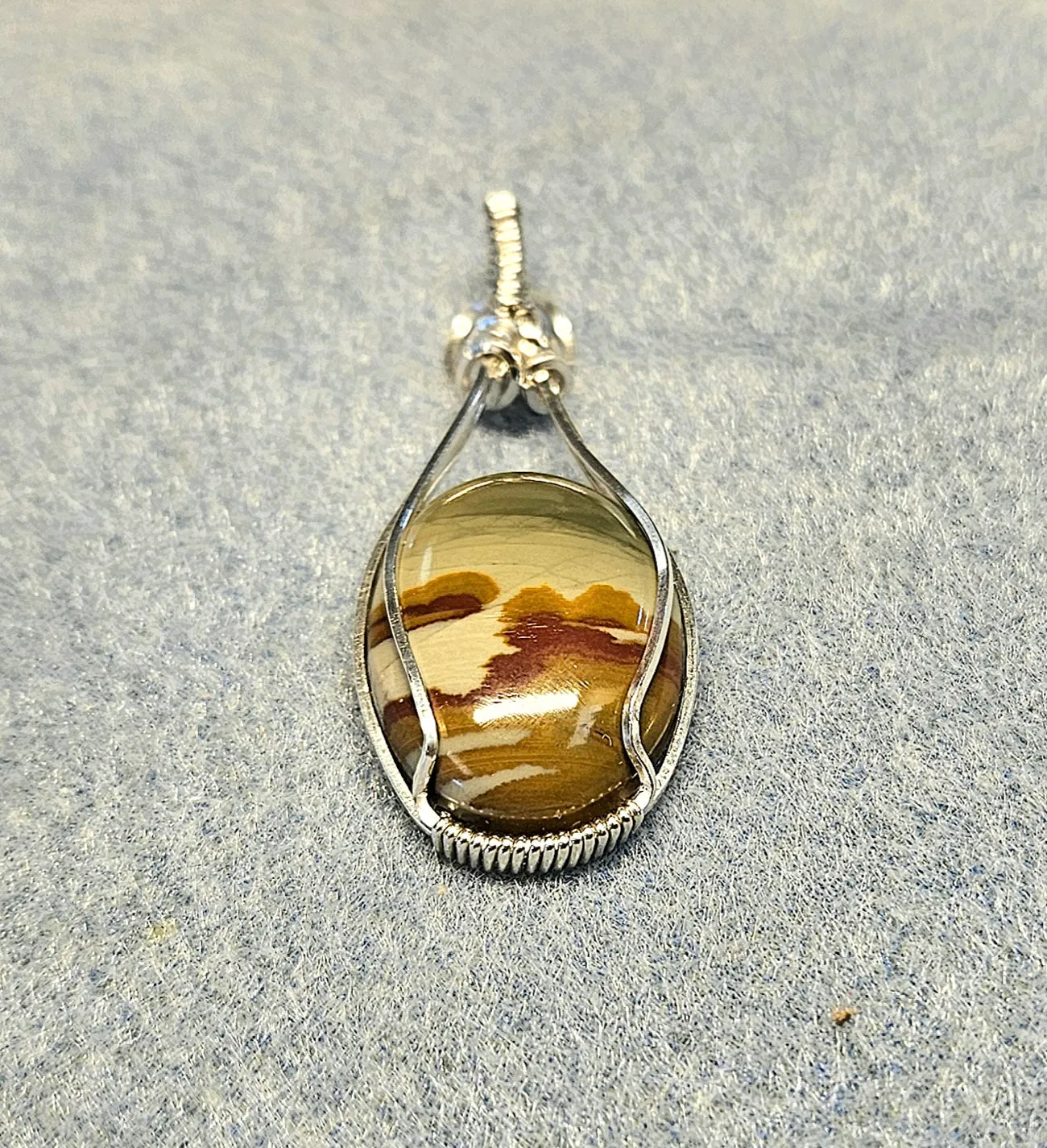 Sterling Silver wrapped Picture Jasper Stone Pendant