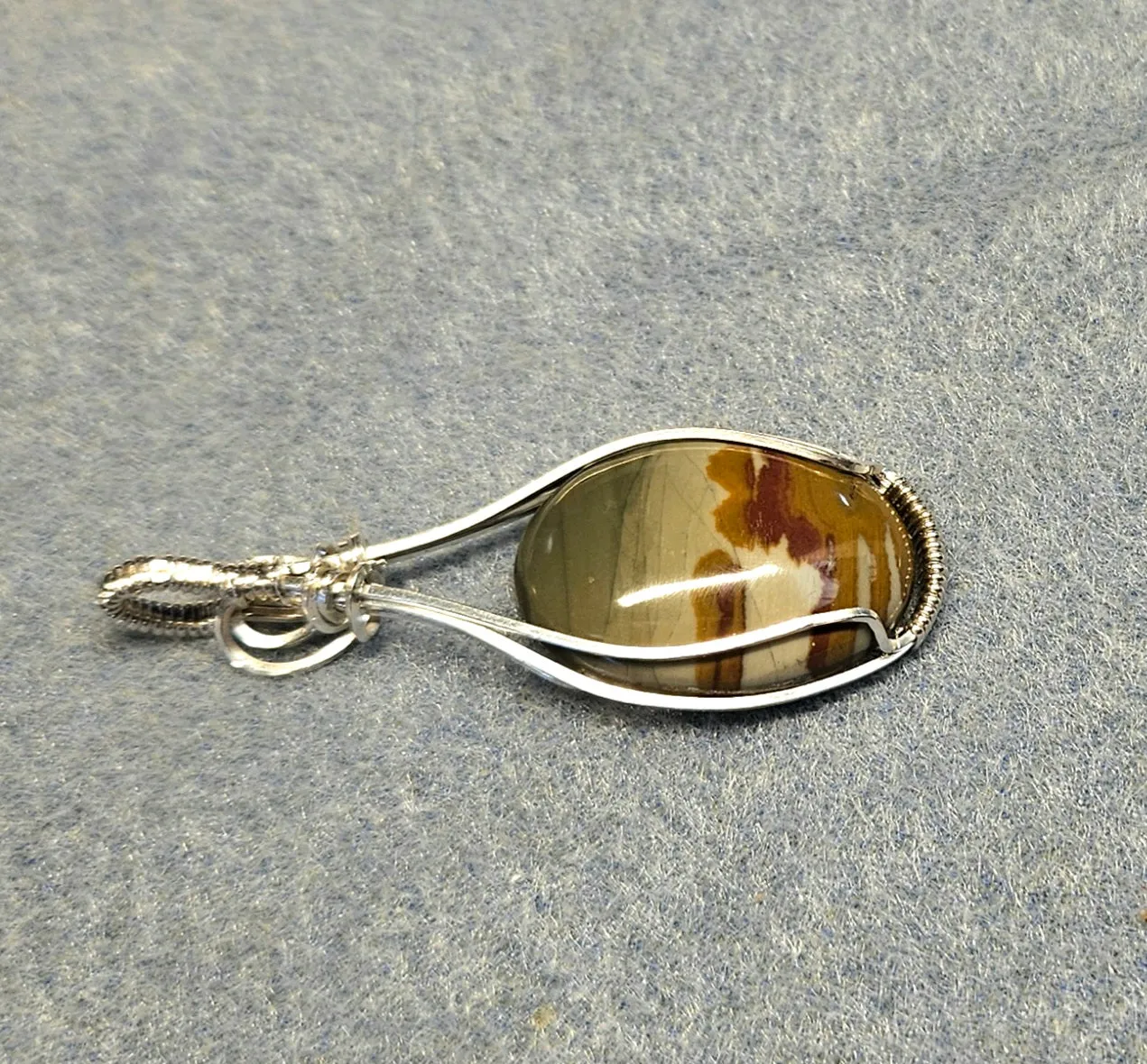 Sterling Silver wrapped Picture Jasper Stone Pendant