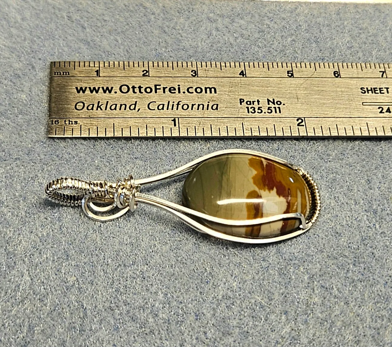 Sterling Silver wrapped Picture Jasper Stone Pendant