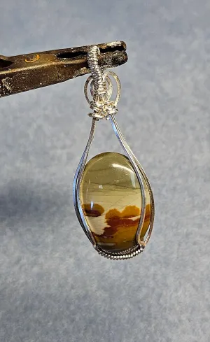 Sterling Silver wrapped Picture Jasper Stone Pendant