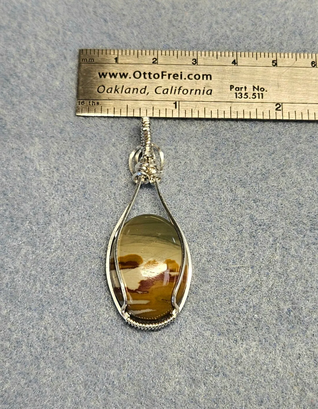 Sterling Silver wrapped Picture Jasper Stone Pendant