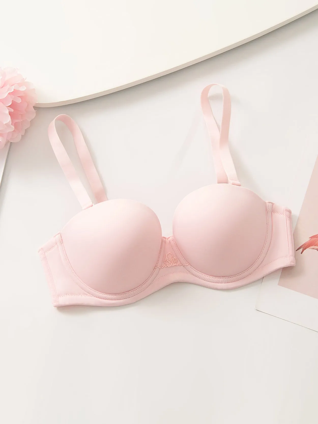 Strapless Bra Underwire Multiway Molded Cup Pink