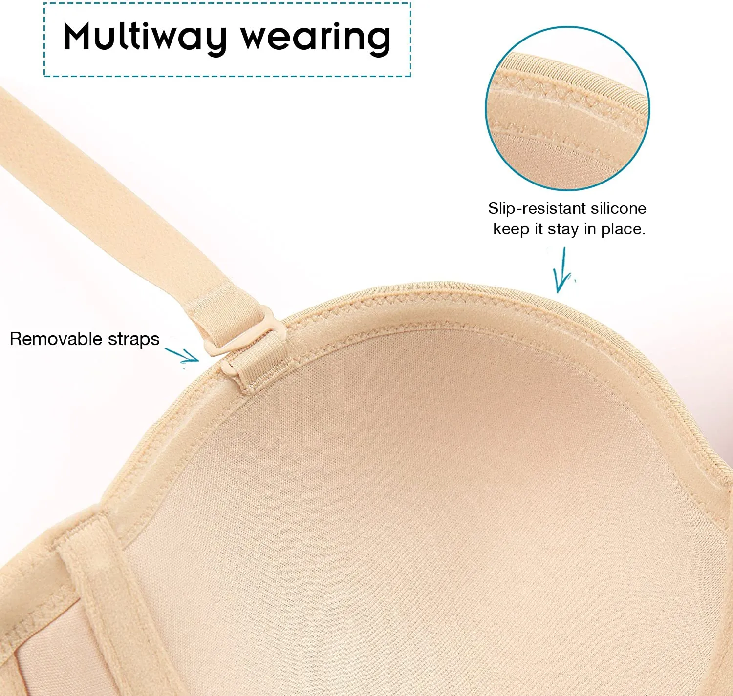 Strapless Multi-way Contour Underwire Bra Beige