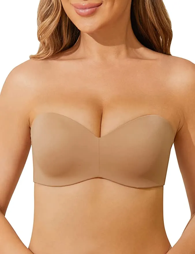 Strapless Unlined Underwire Multiway Bra Seamless Bra Coffee