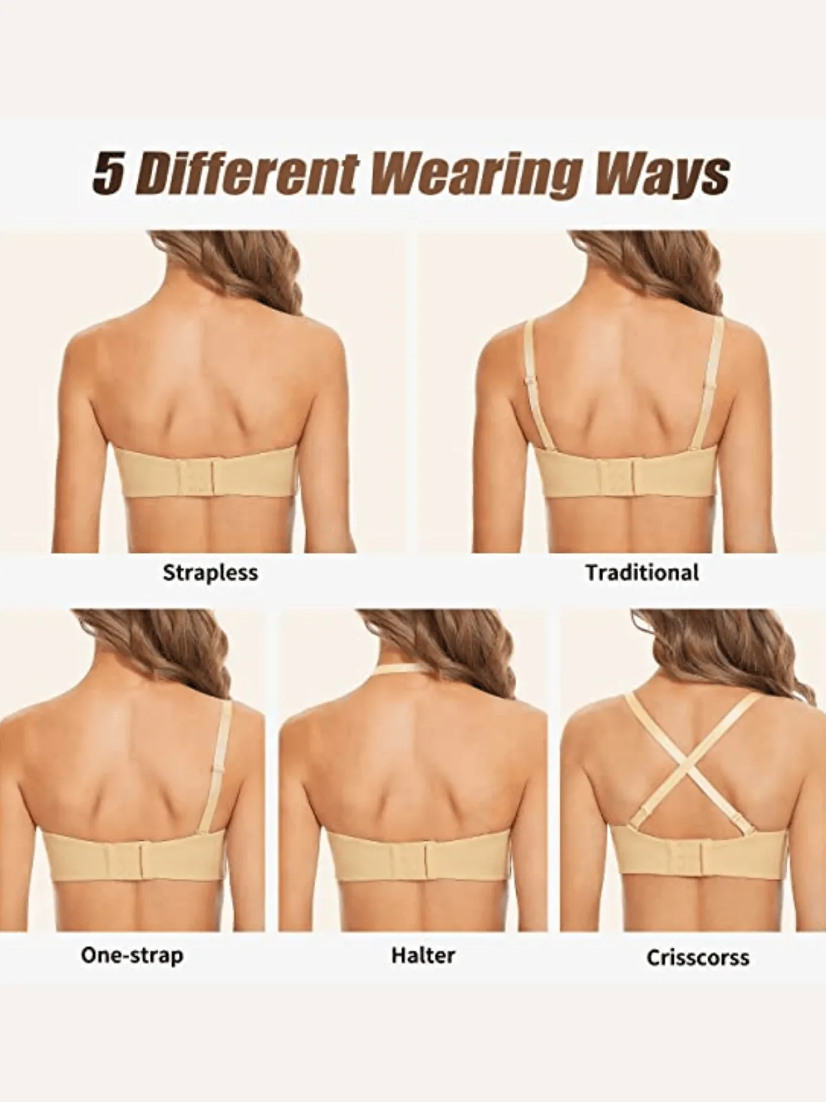 Strapless Unlined Underwire Multiway Bra Seamless Bra Nude