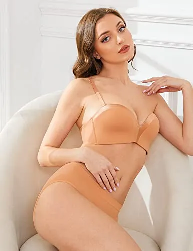 Strapless Wirefree Multiway Push Up Bra Orange