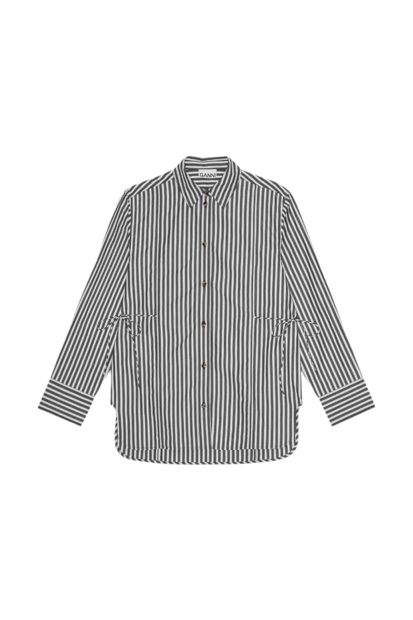 Stripe Cotton Tie String Shirt