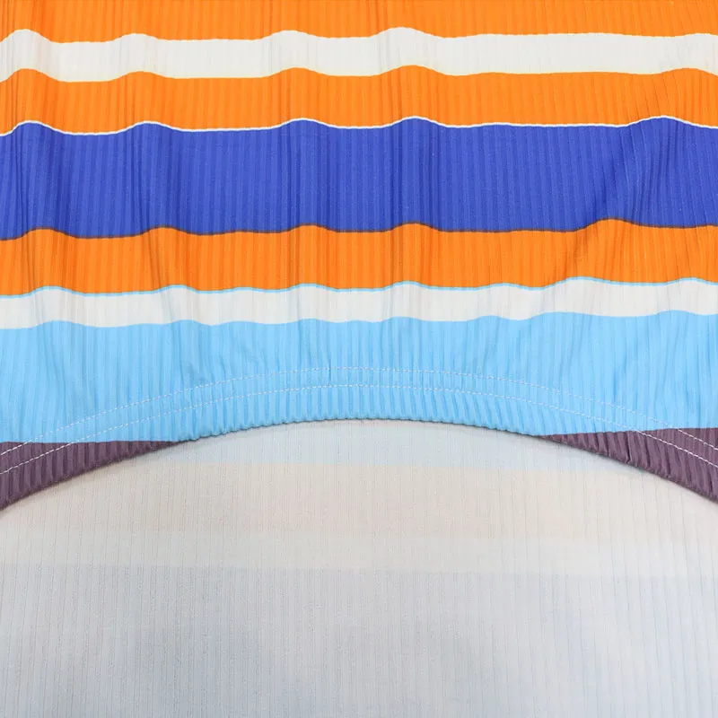 Striped Pattern Backless High Split Maxi Dress