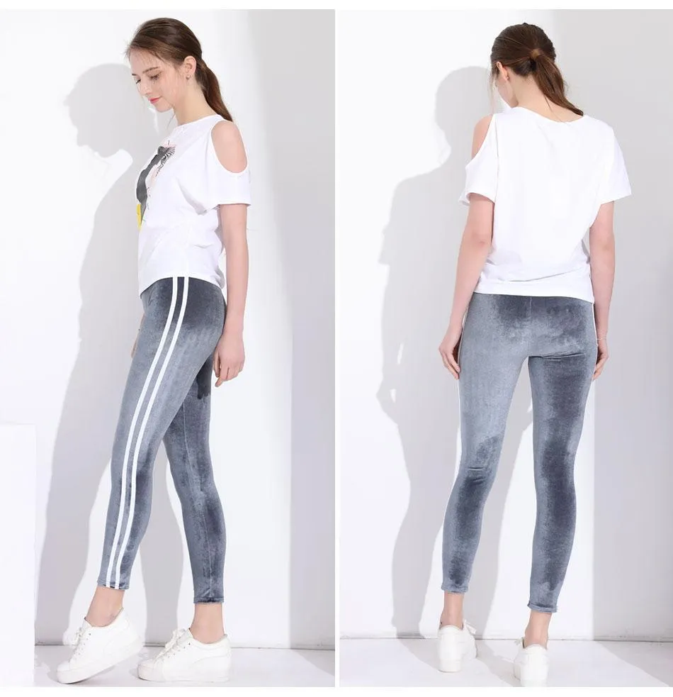 Striped Velvet Leggings