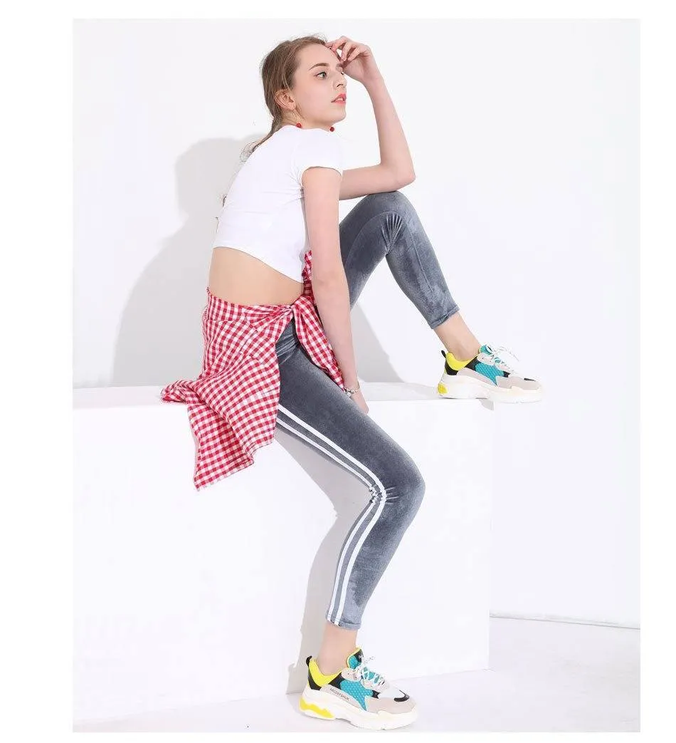 Striped Velvet Leggings
