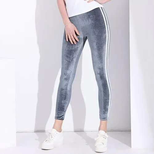 Striped Velvet Leggings