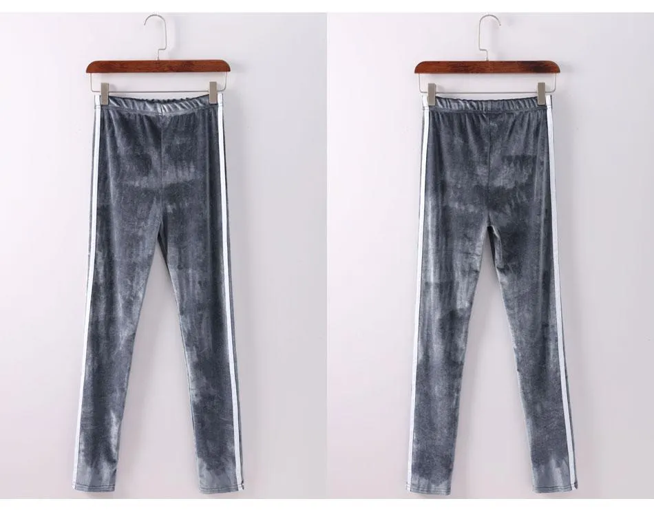 Striped Velvet Leggings