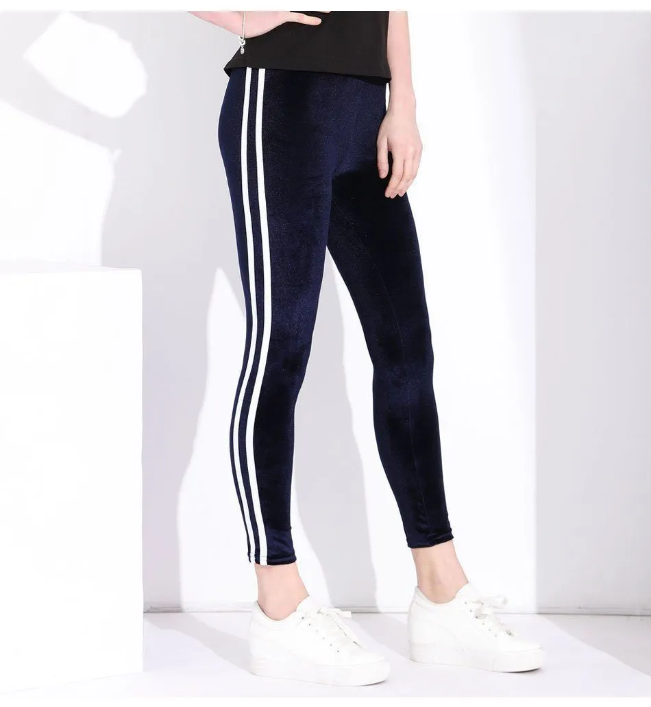 Striped Velvet Leggings