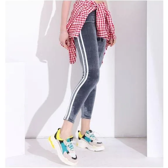 Striped Velvet Leggings
