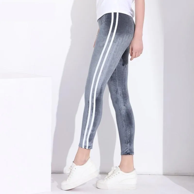 Striped Velvet Leggings