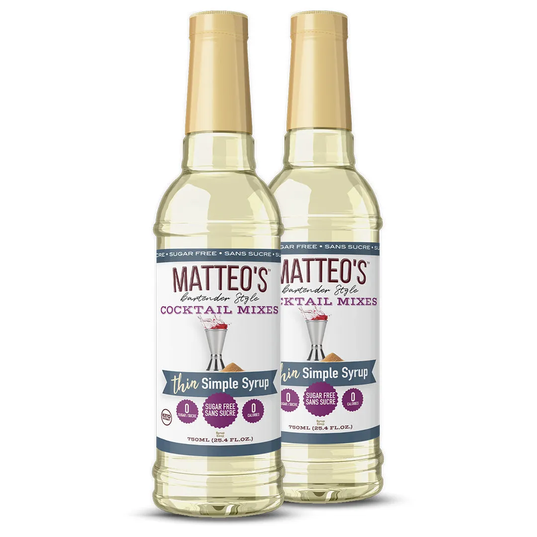 Sugar Free Cocktail Mixes - Simple Syrup | 6 x 750ml Bottles