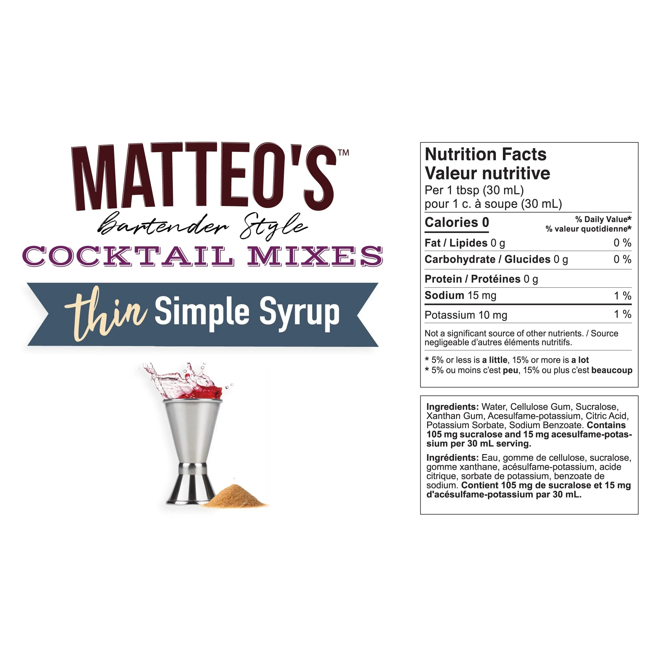 Sugar Free Cocktail Mixes - Simple Syrup | 6 x 750ml Bottles