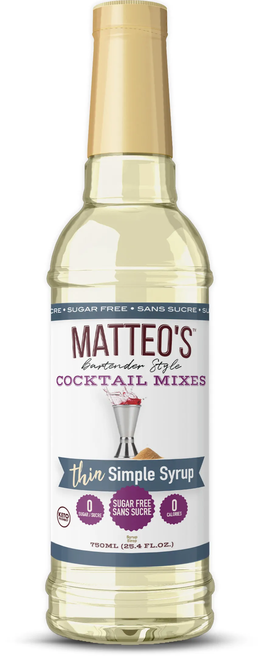 Sugar Free Cocktail Mixes - Simple Syrup | 6 x 750ml Bottles