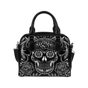 Sugar Skulls Black Vegan Handbag Bowler Bag