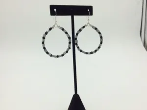 Suzie Blue Cube Bead Hoop Earrings