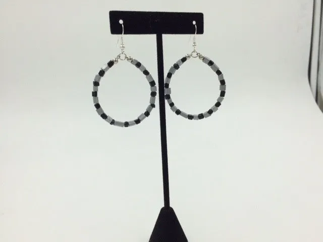 Suzie Blue Cube Bead Hoop Earrings