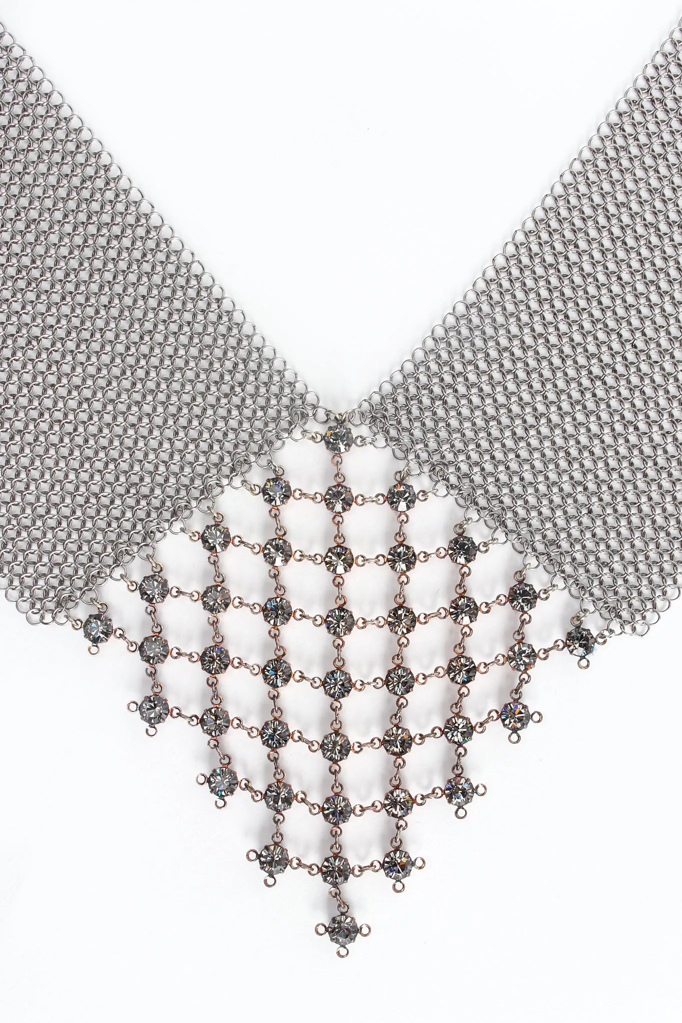 Swarovski Pewter Mesh Pointed Mock Collar