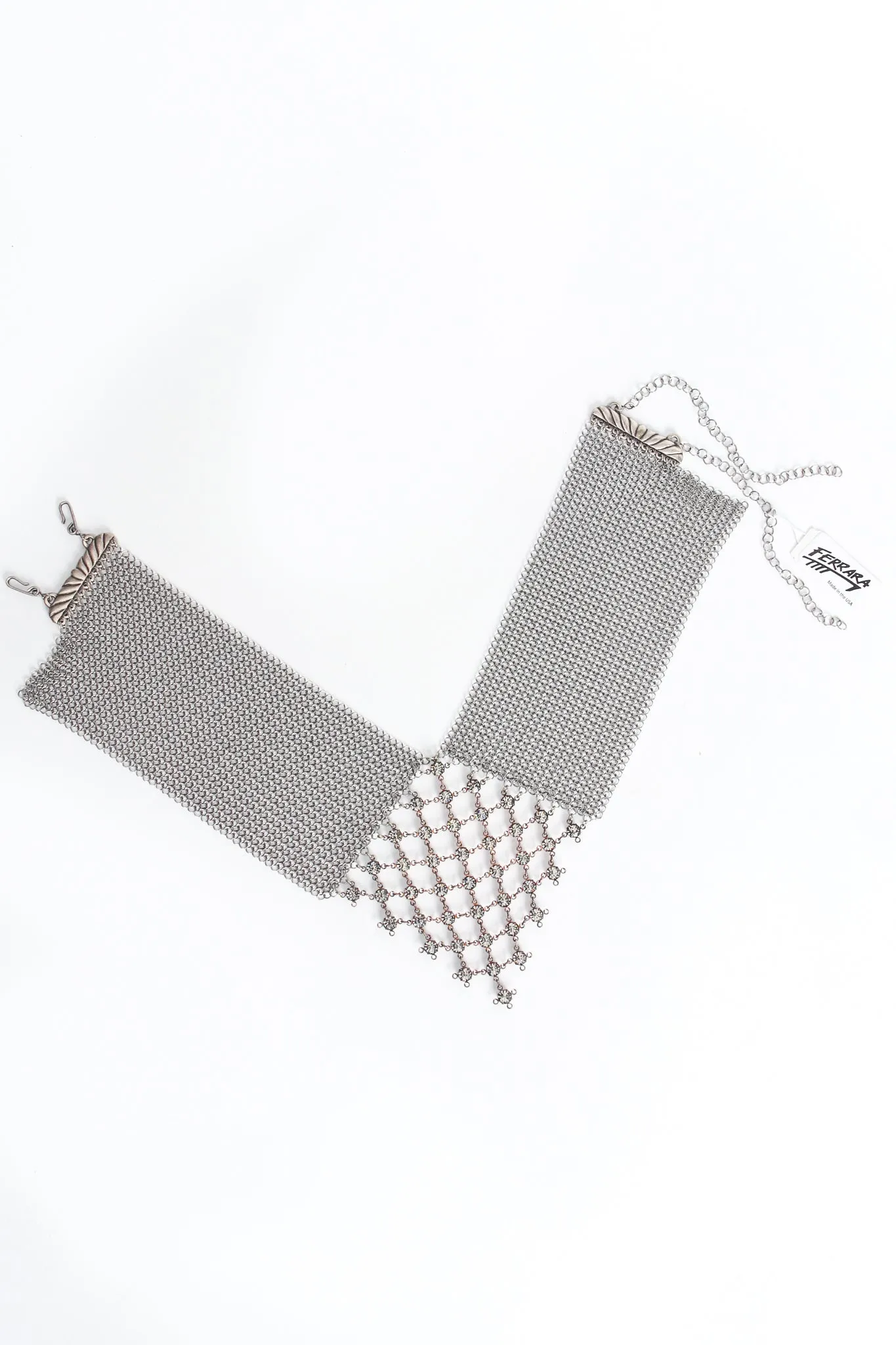 Swarovski Pewter Mesh Pointed Mock Collar