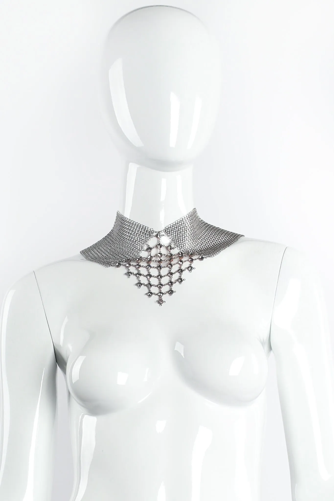 Swarovski Pewter Mesh Pointed Mock Collar