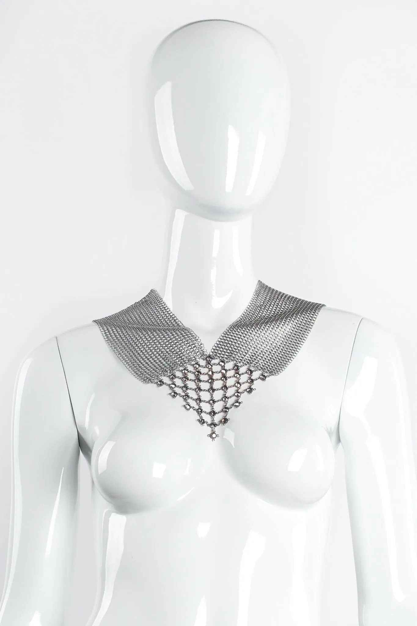 Swarovski Pewter Mesh Pointed Mock Collar