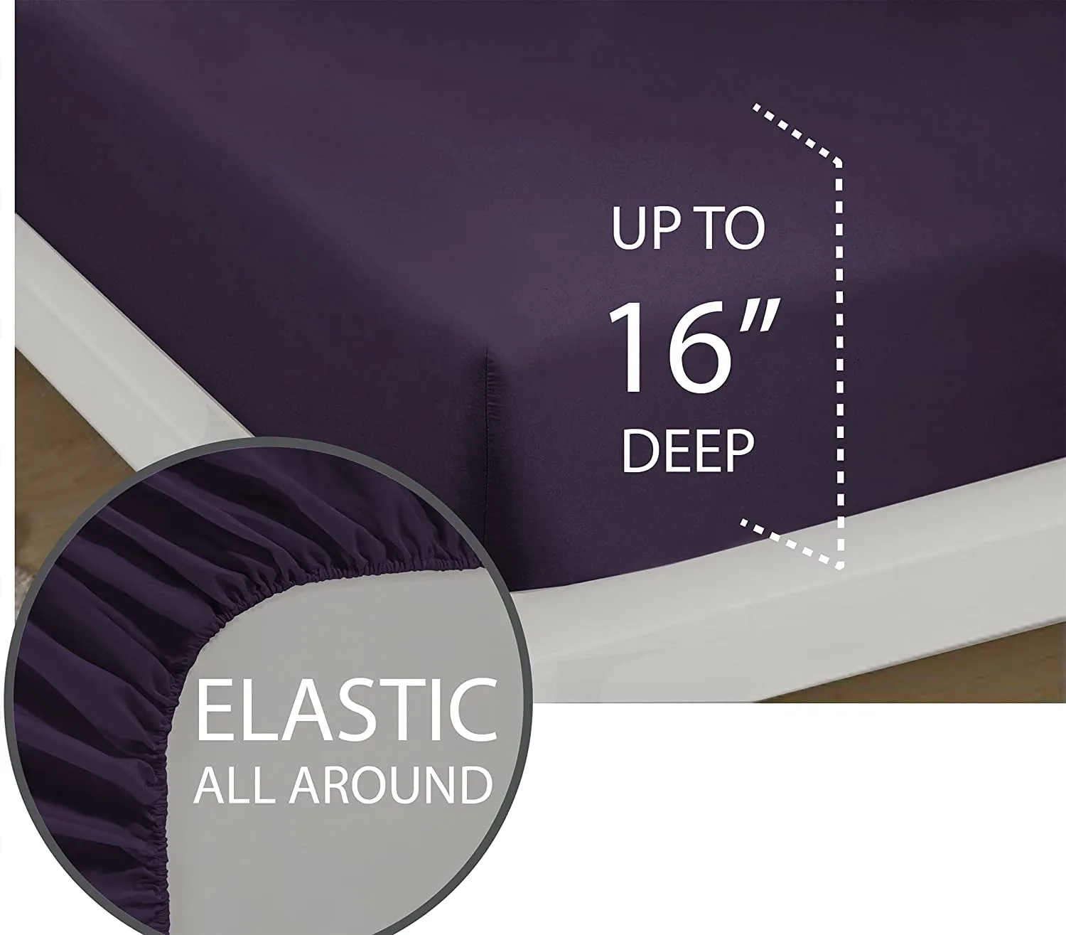 Swift Home Luxury 1800 Bedding Collection, Ultra-Soft Brushed Microfiber 4-Piece Bed Sheet Sets, Extremely Durable - Easy Fit - Wrinkle Resistant - King, Eggplant