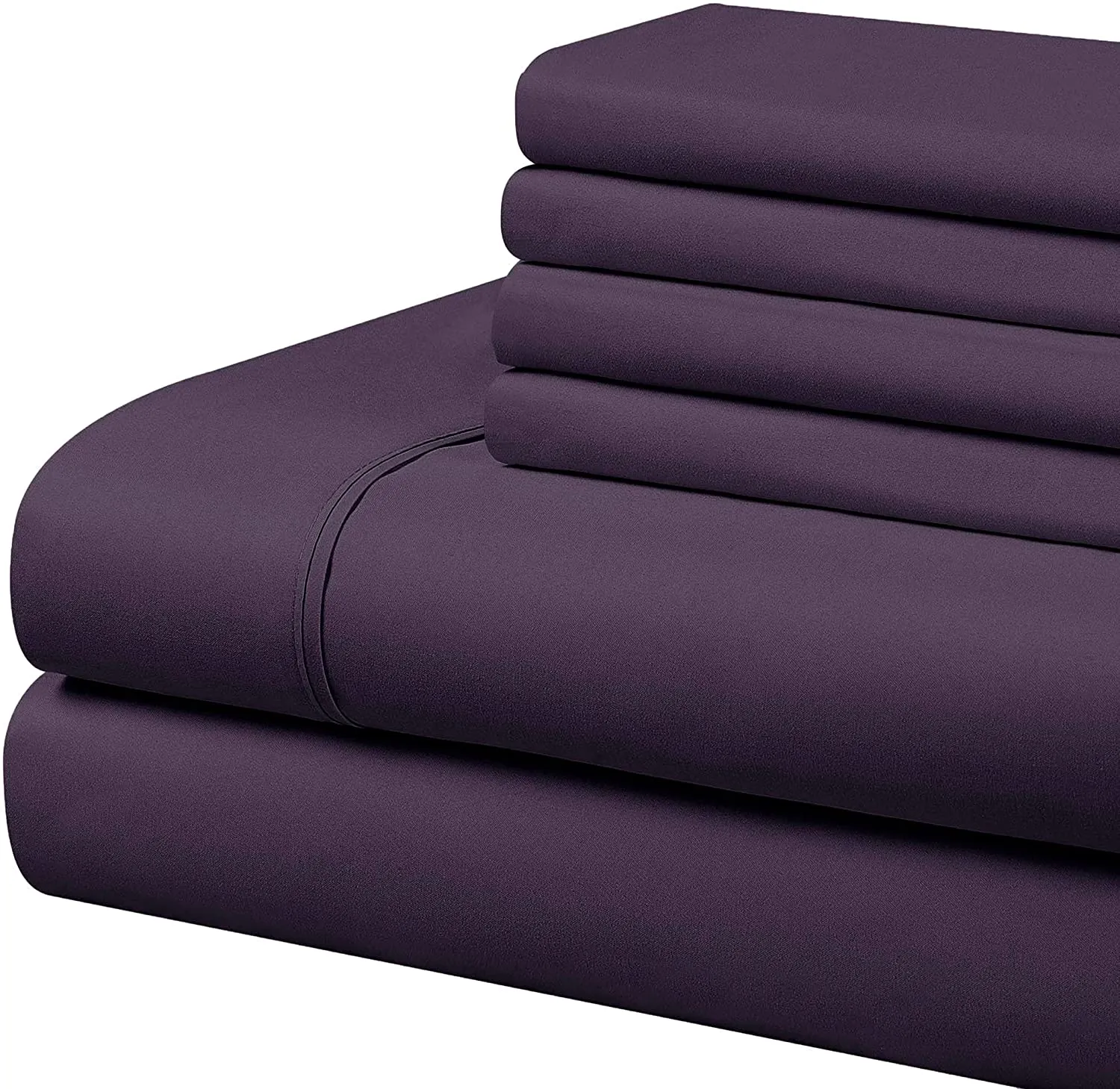 Swift Home Luxury 1800 Bedding Collection, Ultra-Soft Brushed Microfiber 4-Piece Bed Sheet Sets, Extremely Durable - Easy Fit - Wrinkle Resistant - King, Eggplant