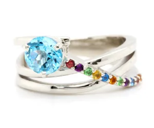 Swiss Blue Rainbow Colorful Ring