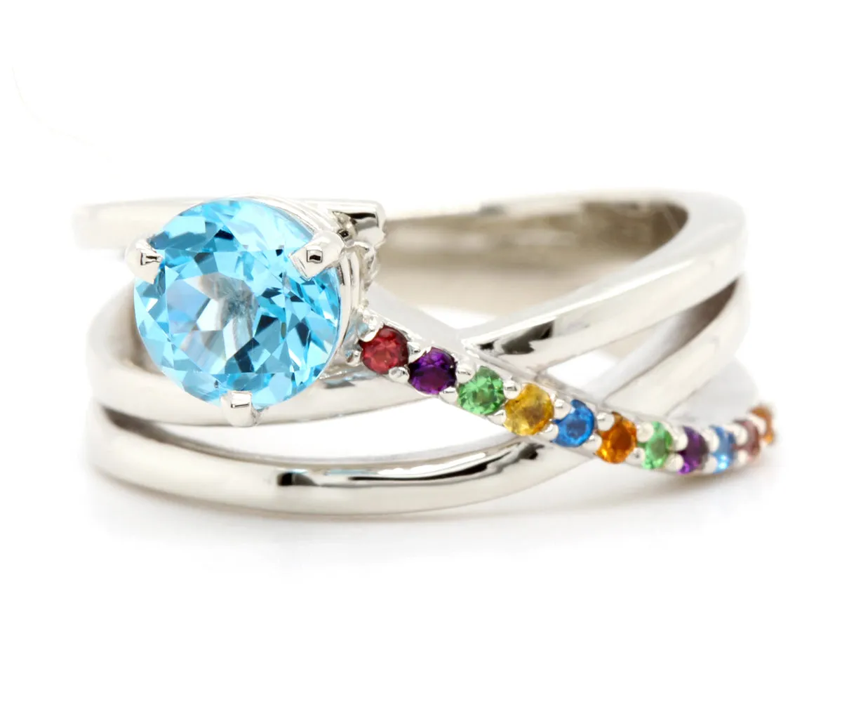 Swiss Blue Rainbow Colorful Ring