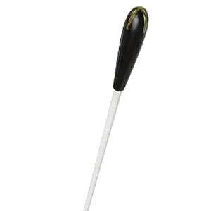 TAKT Baton 13" - White Stick with Ebony Handle and Brass Cross