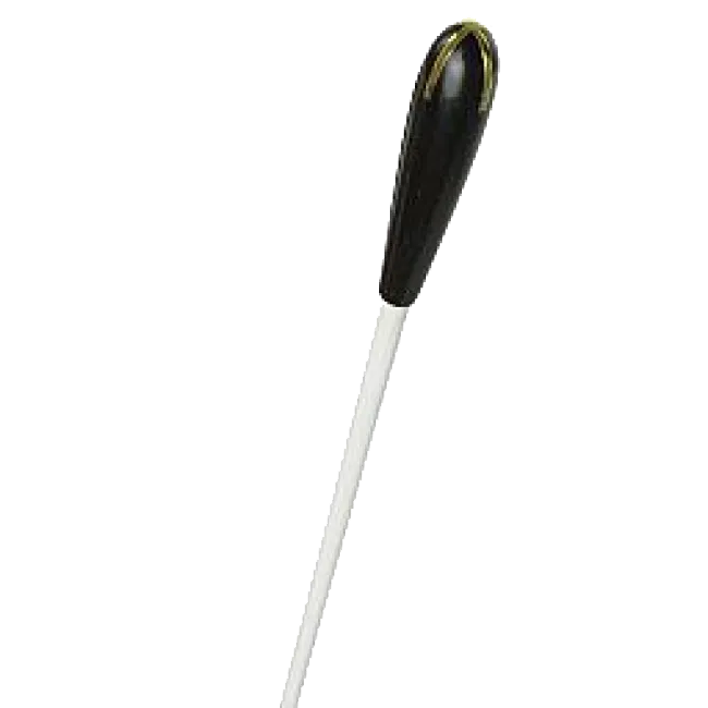 TAKT Baton 13" - White Stick with Ebony Handle and Brass Cross