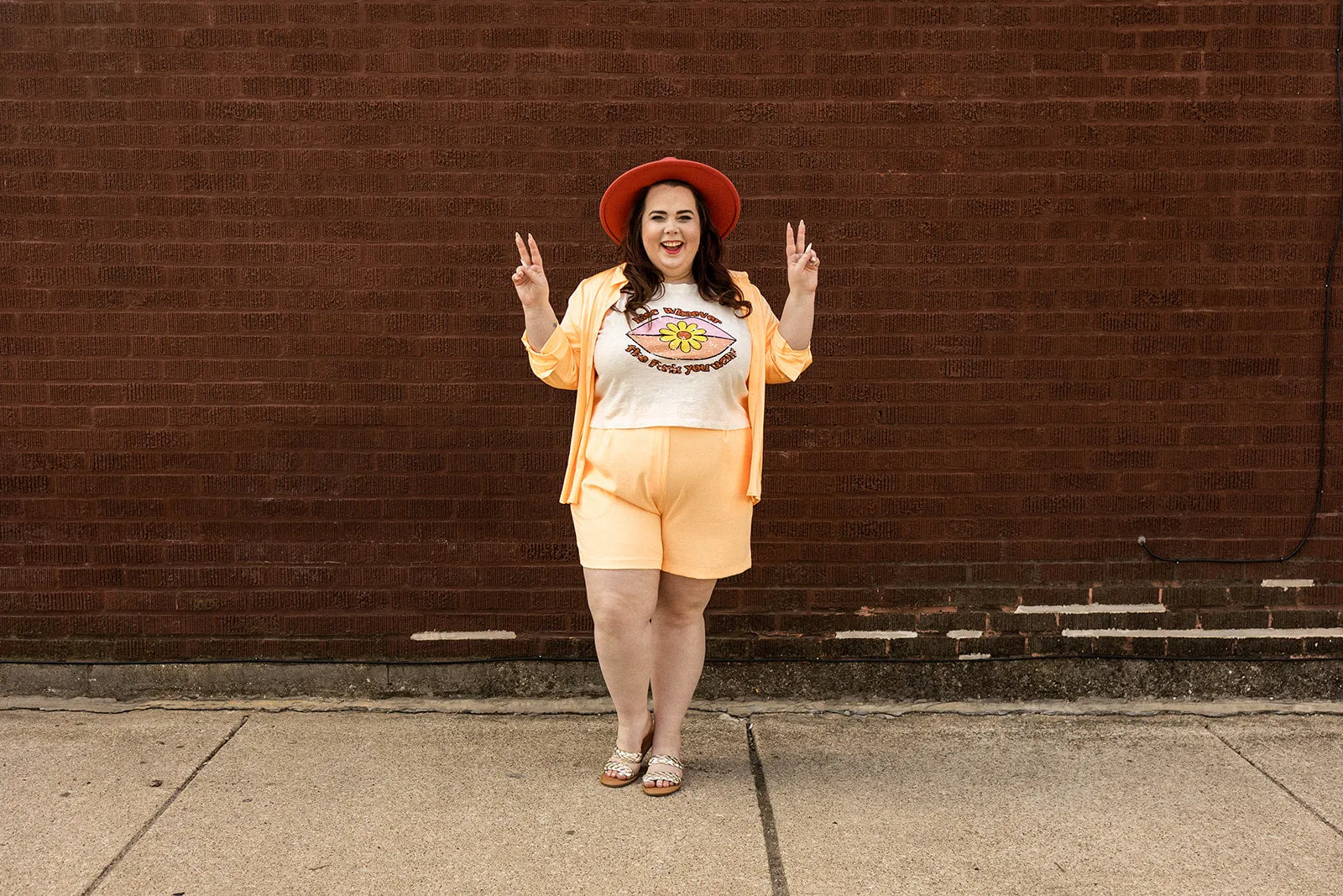 tandy button down in bright cantaloupe